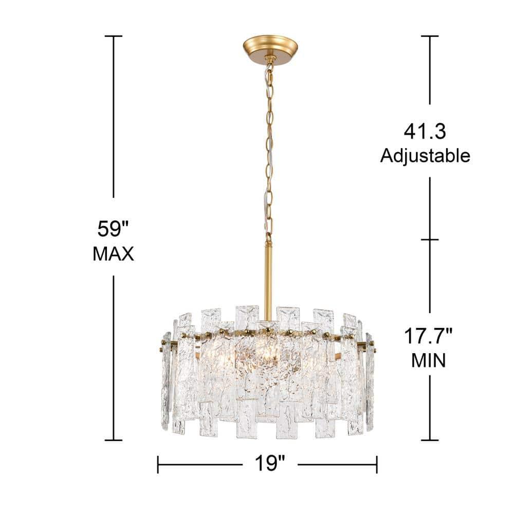 The Lighting Store Casandra Glossy Bronze Water-ripple Crystal Glass Drum Chandelier - 19 inches in diameter x 17.7 inches H
