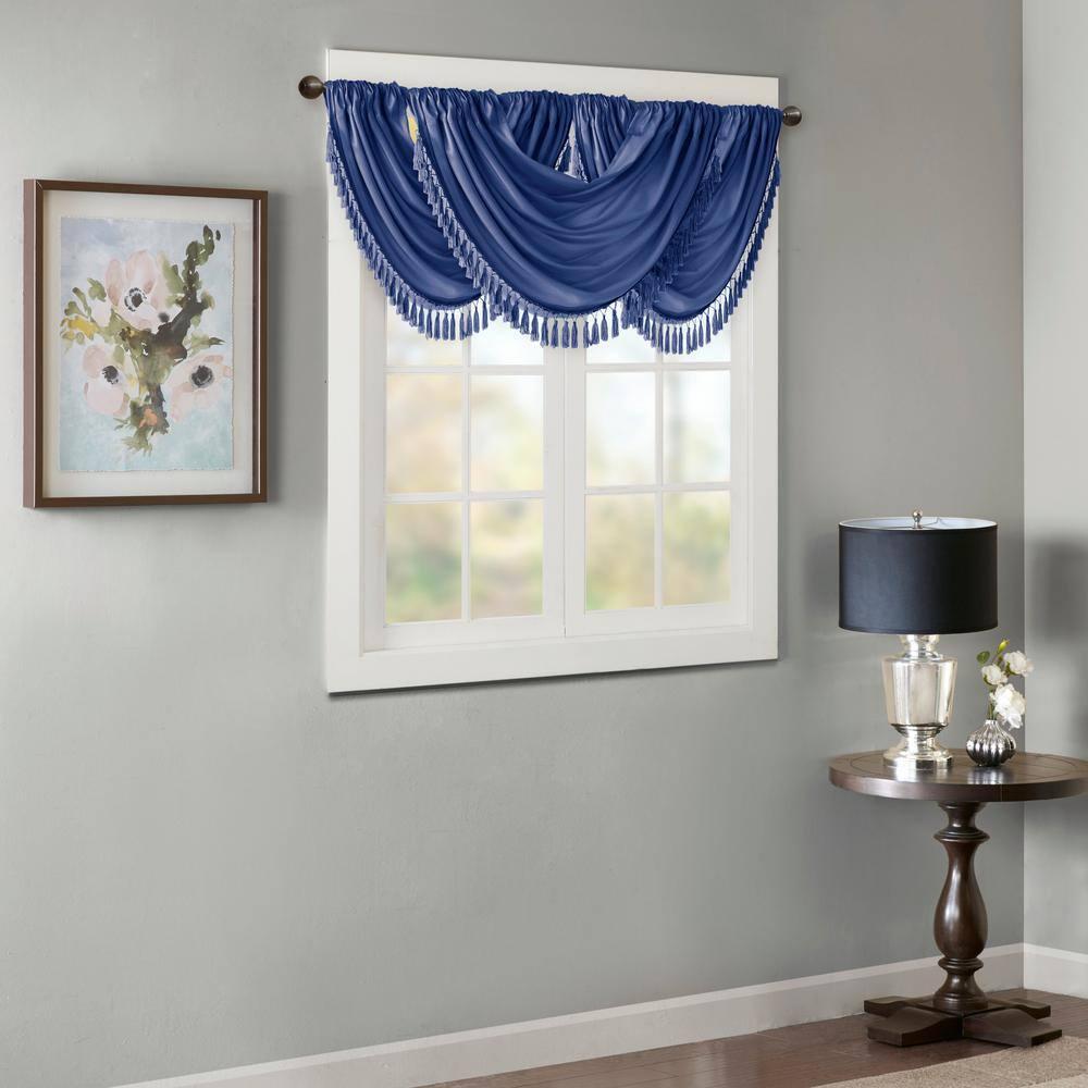 Madison Park Elena Faux Silk Waterfall Embellished 38'' W Window Valance
