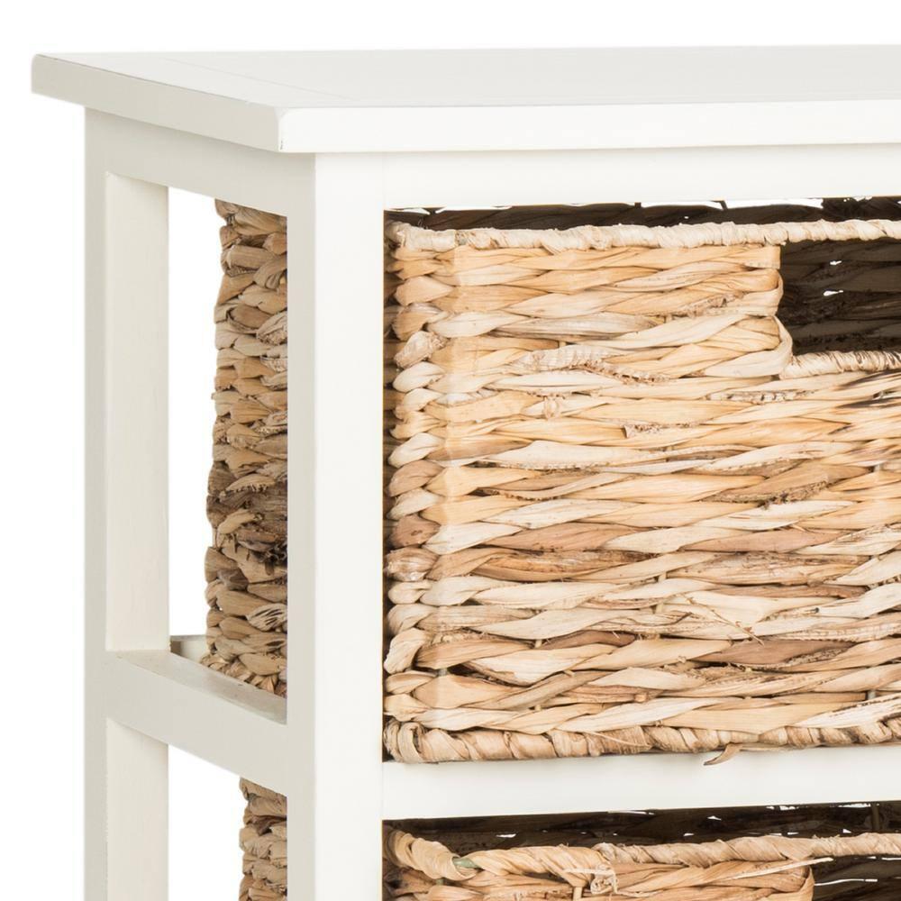 Keenan 6 Wicker Basket Storage Chest - Vintage White - Safavieh.