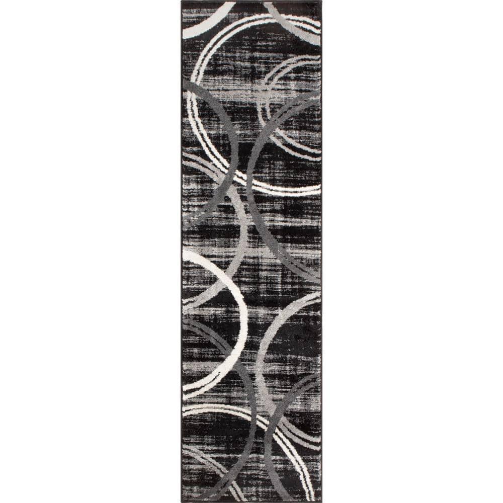 World Rug Gallery Contemporary Abstract Circles Design 2'x3' Black Area Rug