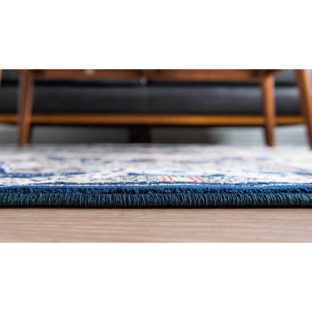 Narenj Collection Area Rug - Glasgow (7 ft. 10 in. x 10 ft. Rectangle Navy Blue/Blue)