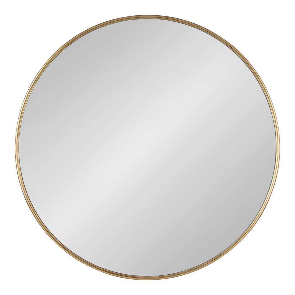 36" x 36" Caskill Round Framed Decorative Wall Mirror Gold - Kate & Laurel All Things Decor