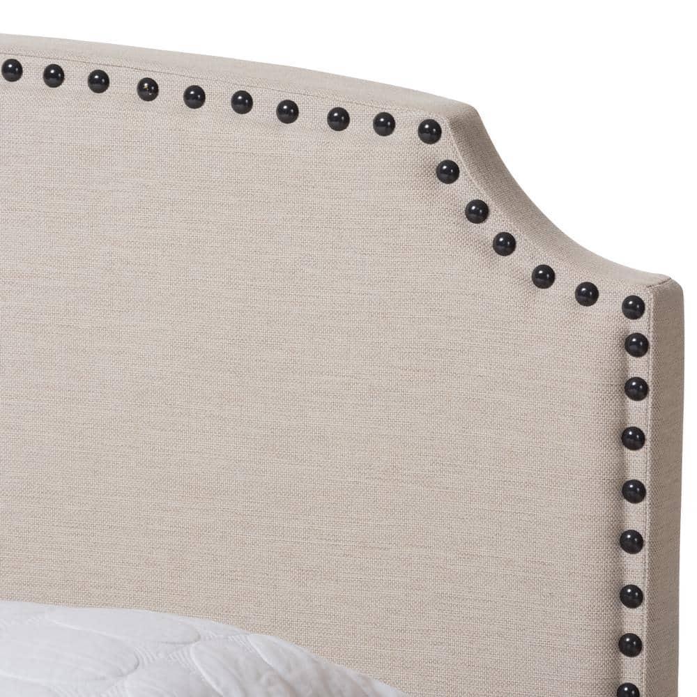 Queen Odette Modern and Contemporary Fabric Upholstered Bed Light Beige - Baxton Studio: Hardwood Frame, Polyester Fill