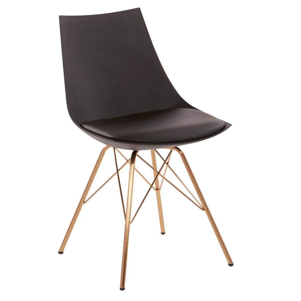 Oakley 18.5 in. Width Standard Black/Gold Faux Leather Guest Office Chair
