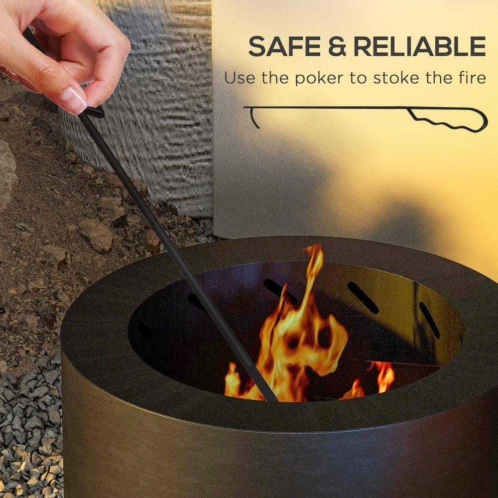 SHANRUGUOJI Outsunny Smokeless Fire Pit, 19" Portable Wood Burning Firepit With Poker, Low Smoke Camping Bonfire Stove For Backyard Patio Picnic, Stainless Steel