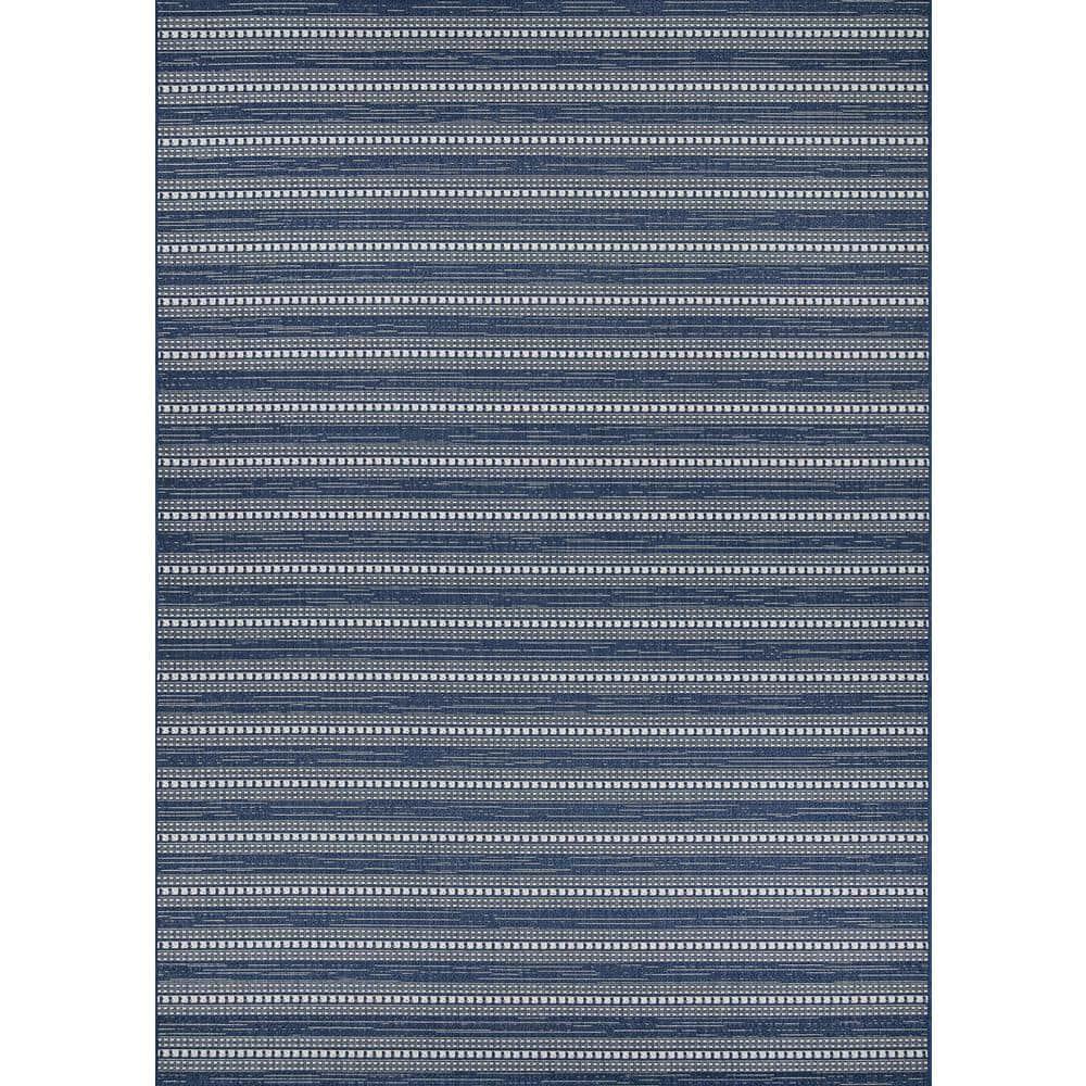 Couristan Afuera Beachcomber 3' x 5' Marine Striped Nautical Outdoor Rug