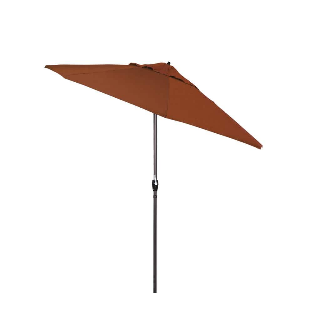 California Umbrella 9' Round Aluminum Outdoor Deck, Pool or Patio Umbrella, Crank Lift, Auto Tilt, Bronze Pole, Antique Beige Olefin
