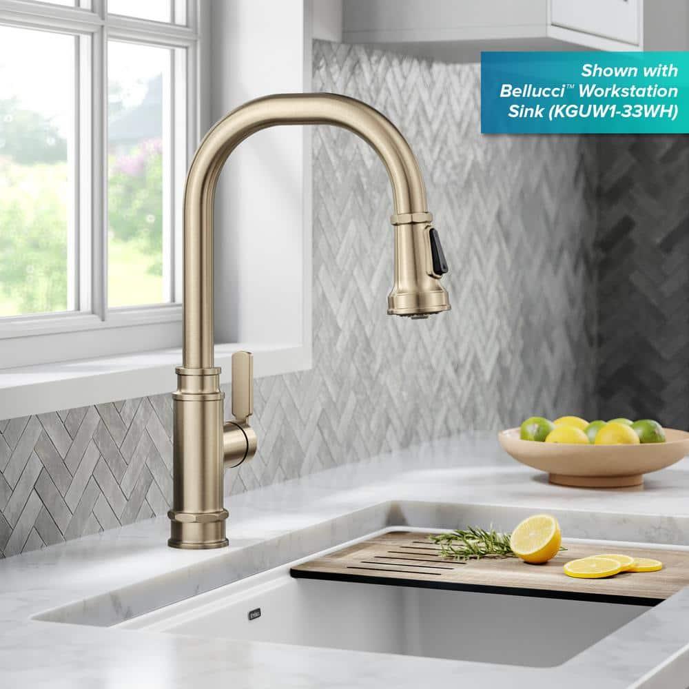 Allyn Transitional Industrial Pull-Down Single Handle Kitchen Faucet