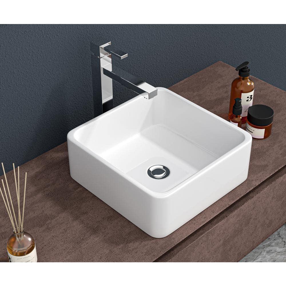 Hewei Hewei 15'' White Ceramic Square Vessel Bathroom Sink YXY829-W1243124768