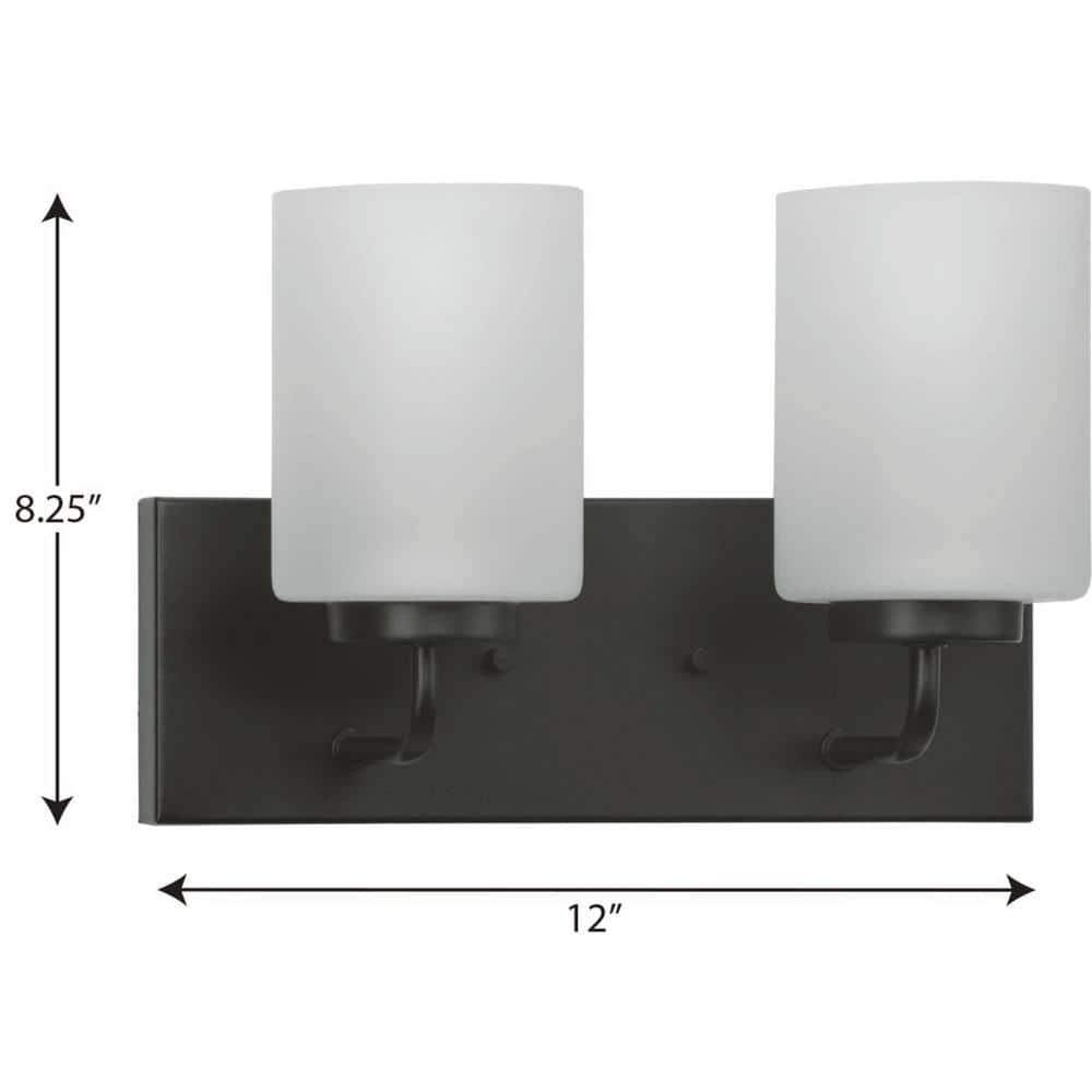Progress Lighting Merry Collection 2-Light Brushed Nickel Etched Glass Transitional Bath Vanity Light