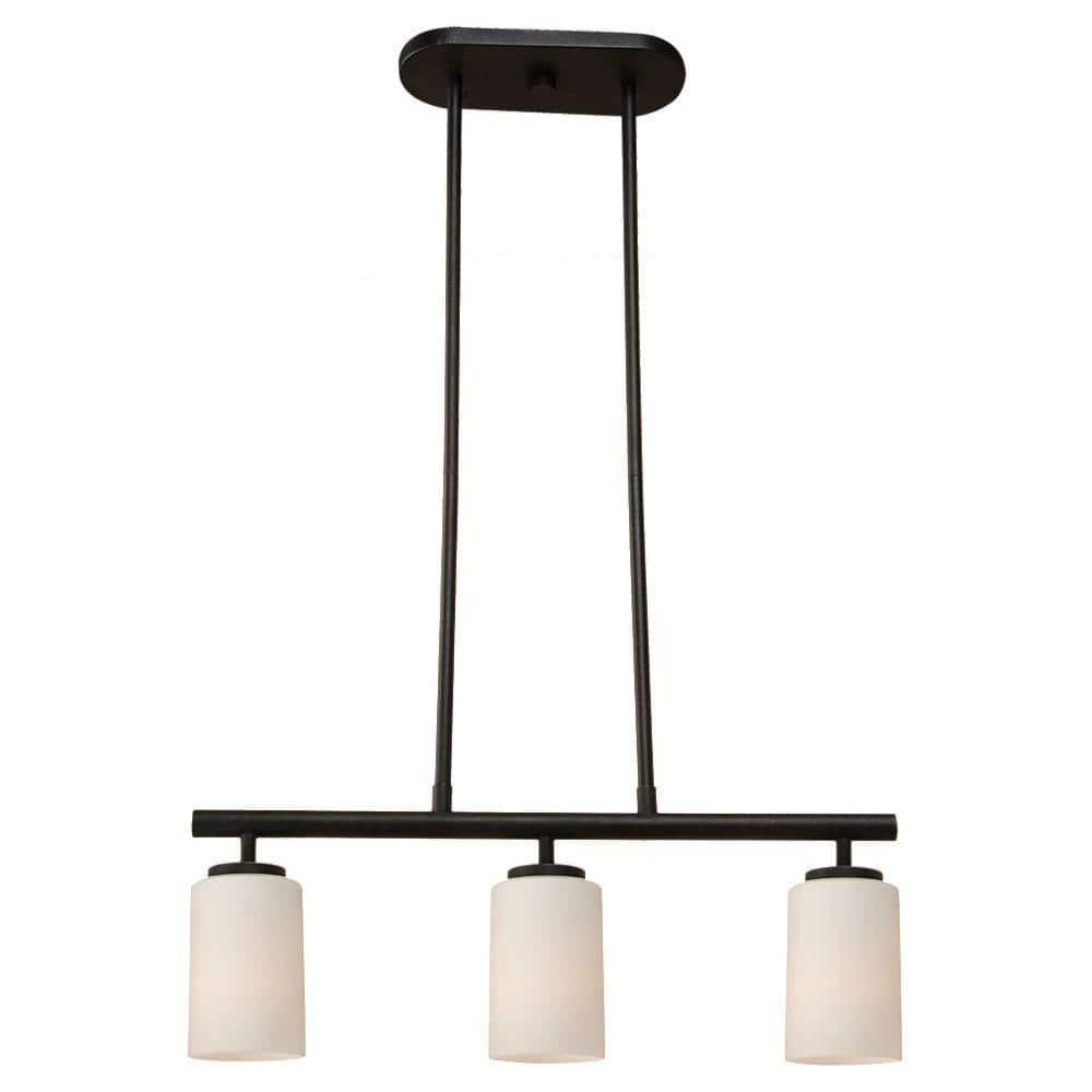 Midnight Black Glass Three Light Island Pendant