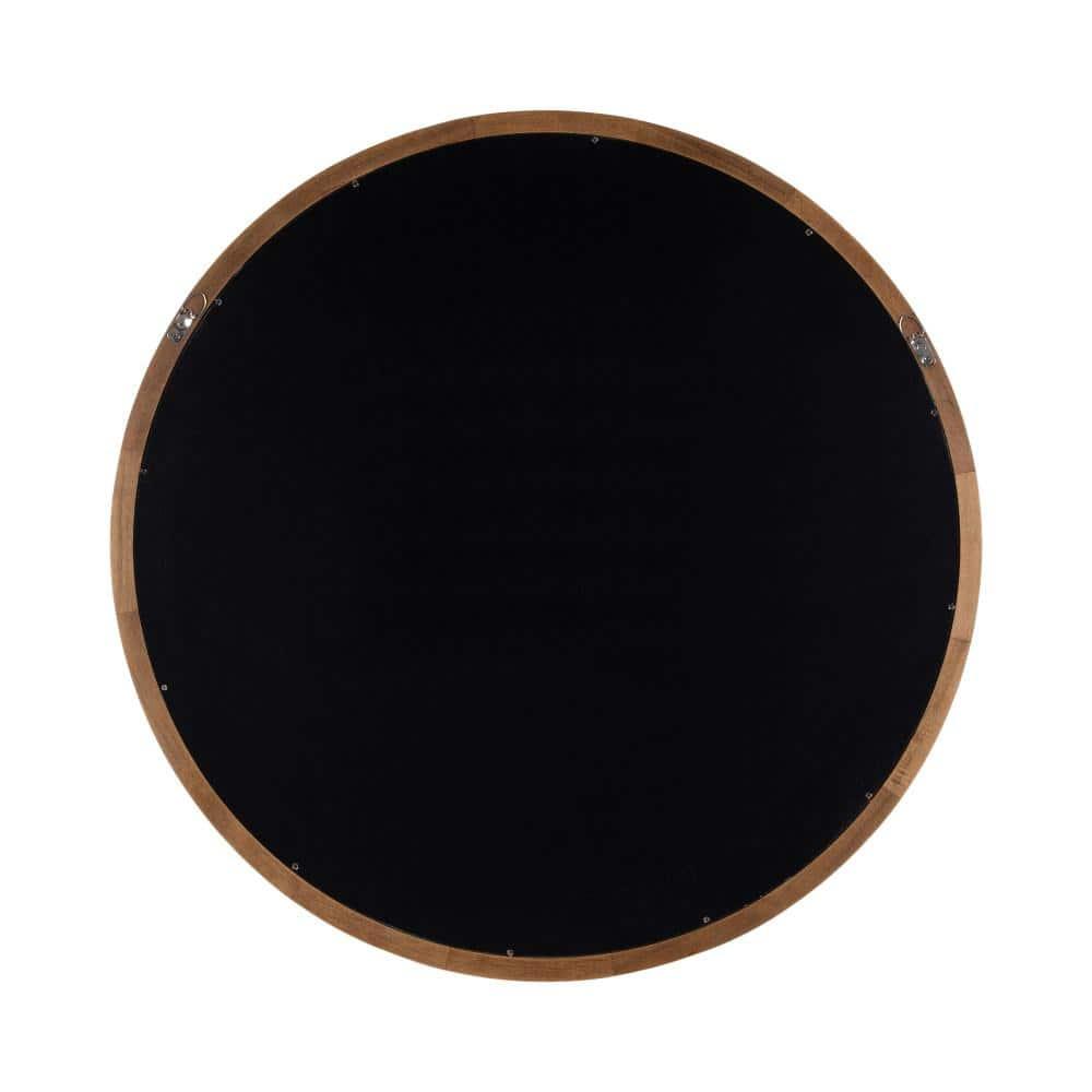 Kate and Laurel Hatherleig Round Wood Round Mirror, 30" Diameter, Rustic Brown