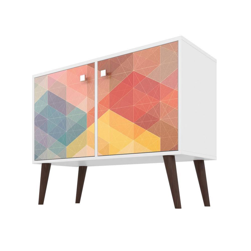 Avesta 2.0 Double Side Table White - Manhattan Comfort: Modern Corner Accent Table, Bedroom & Office Use