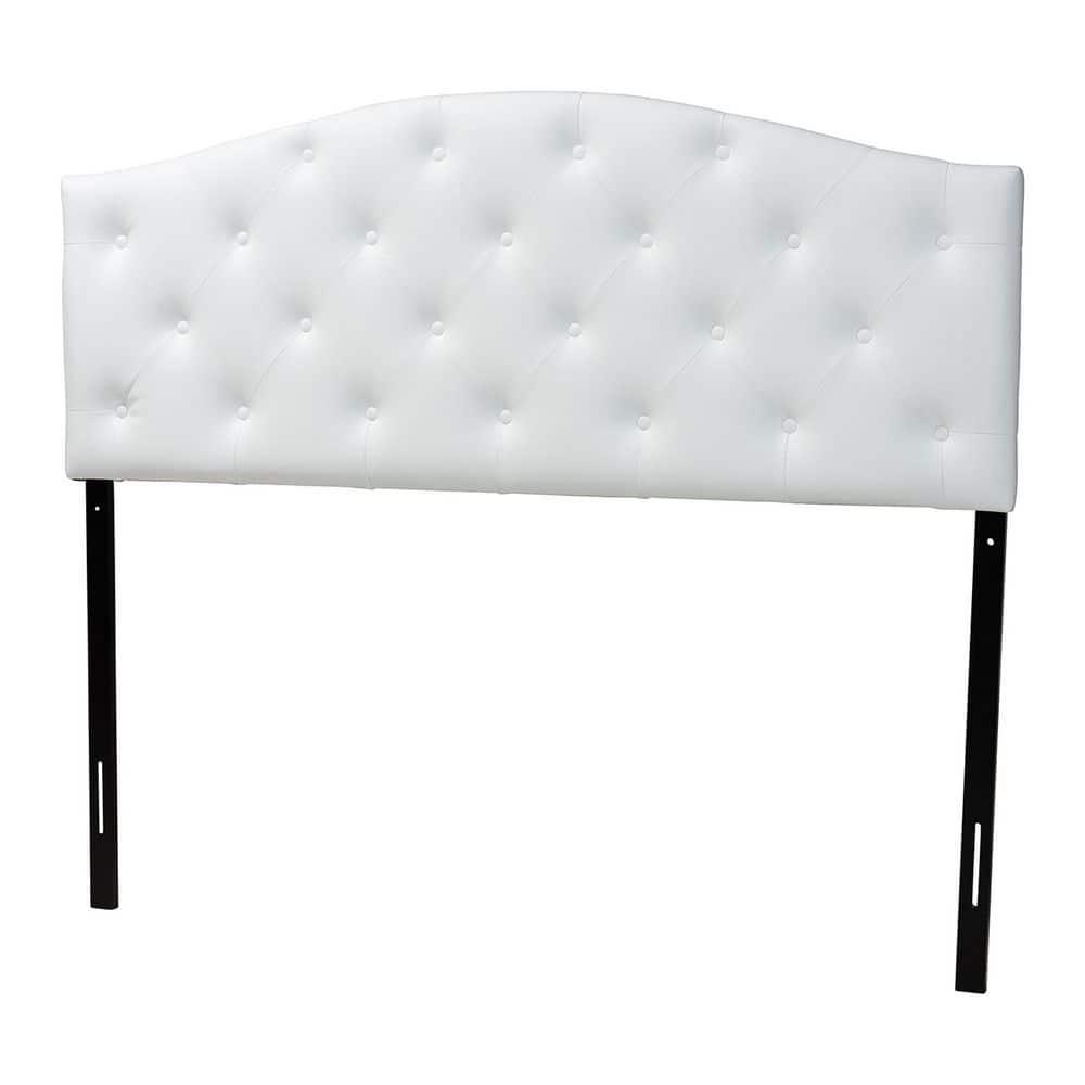 Full Myra Modern And Contemporary Faux Leather Upholstered Button-Tufted Scalloped Headboard White - Baxton Studio: Elegant Design, Wood Frame Mounted