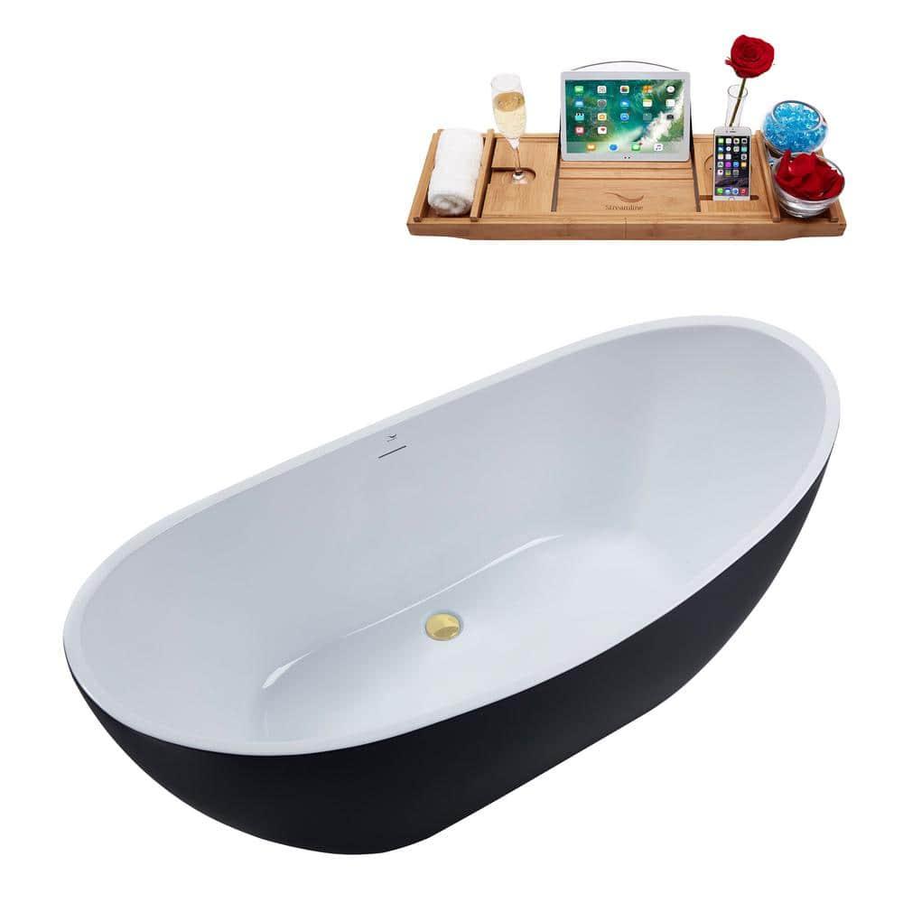 62.2'' x 28.3'' Freestanding Soaking Acrylic Bathtub