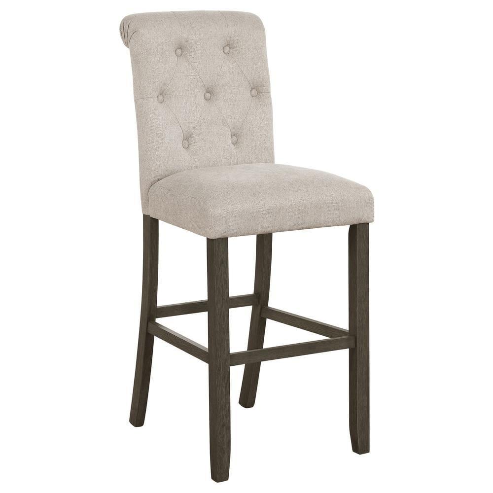 Coaster Transitional Tufted Back Fabric Bar Stools in Beige