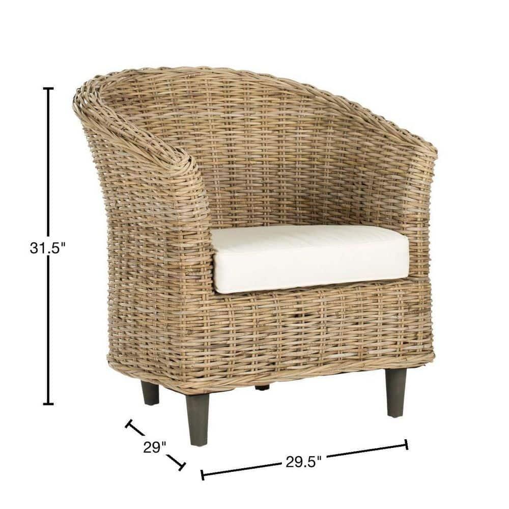Omni Barrel Chair - FOX6501 - White/Natural Unfinished - Safavieh