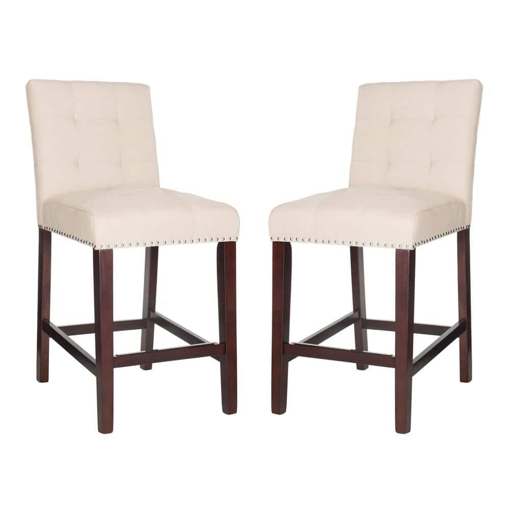 Nikita Counter Stool (Set of 2) - BST6303 - Beige/Espresso - Safavieh