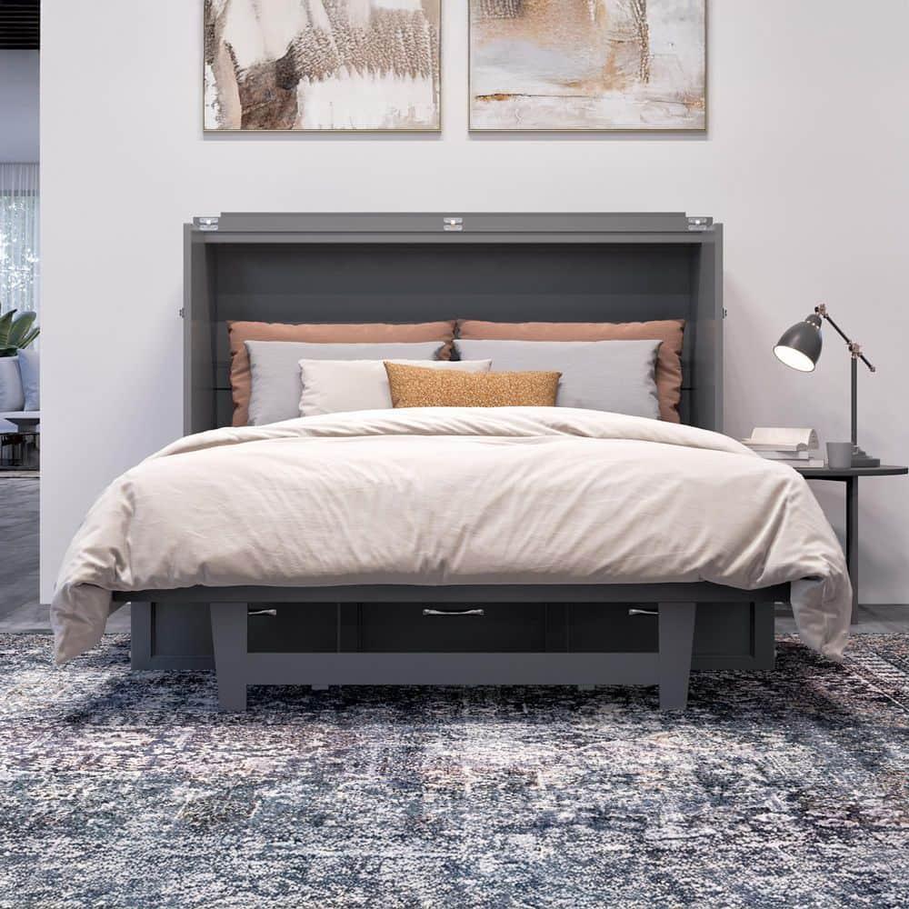 AFI Northfield Grey Full Solid Wood Murphy Bed Chest