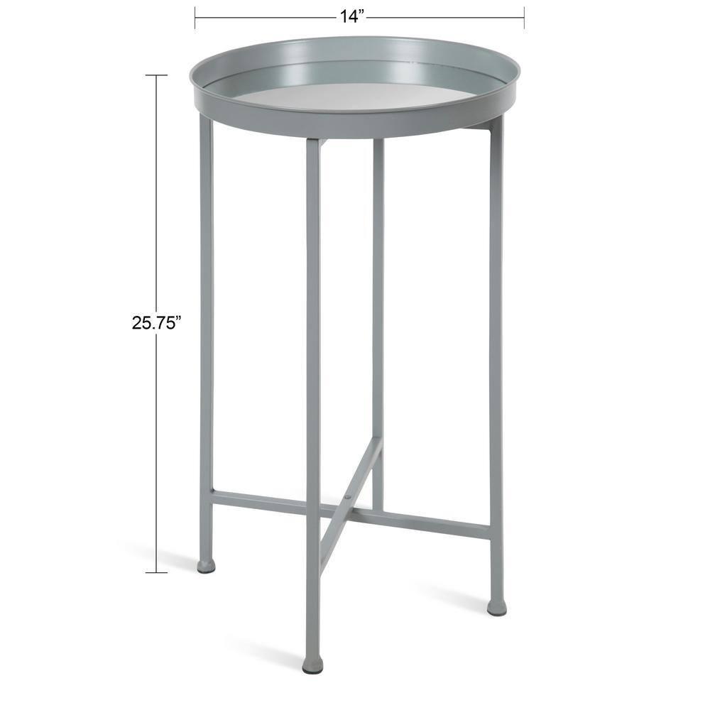 Kate and Laurel Celia Round Metal Tea Table, 14x14x25.75, Gray