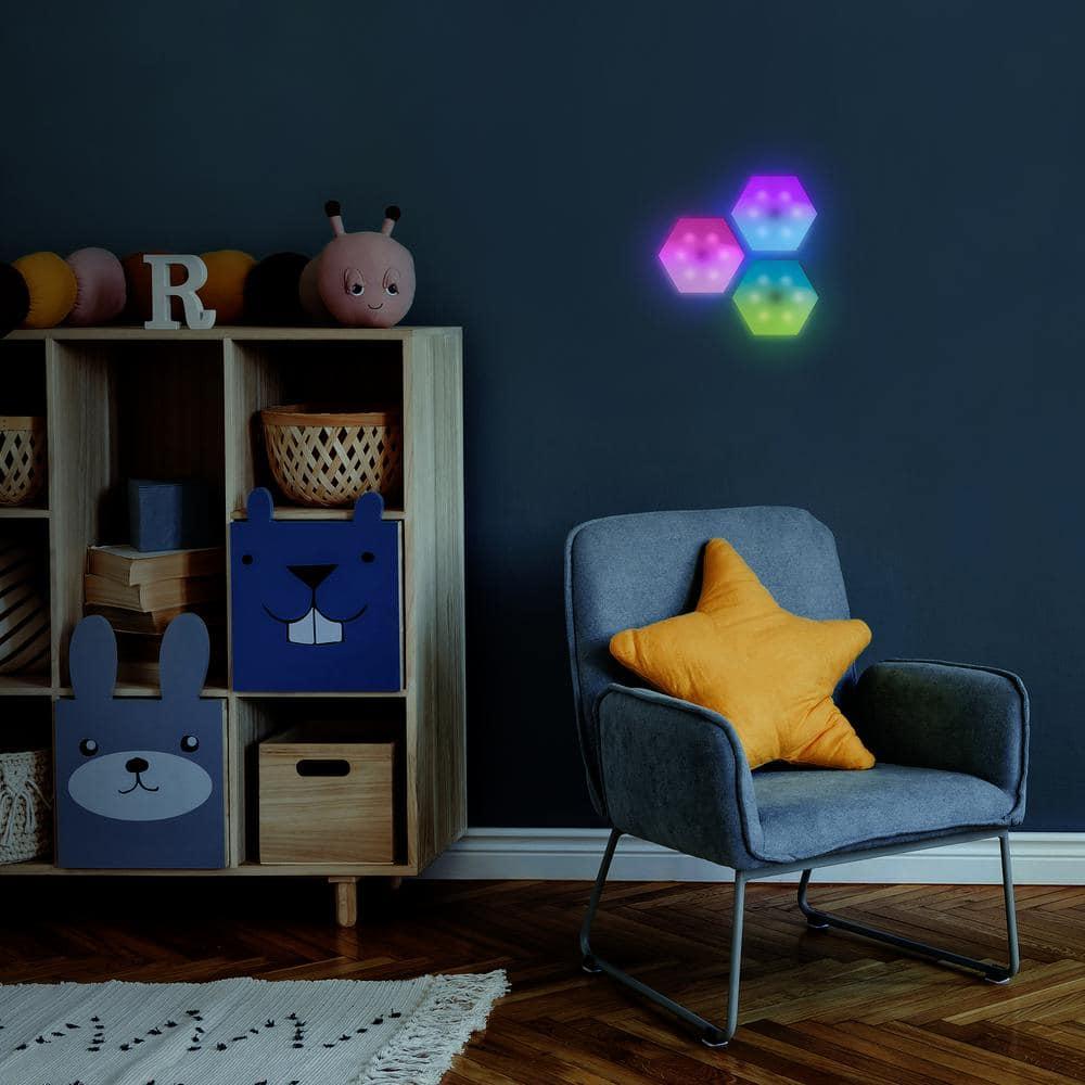 Monster Hexagon Unique Multi-Color LED Touch Light, Four Color-Changing Modes, 9 Piece Set