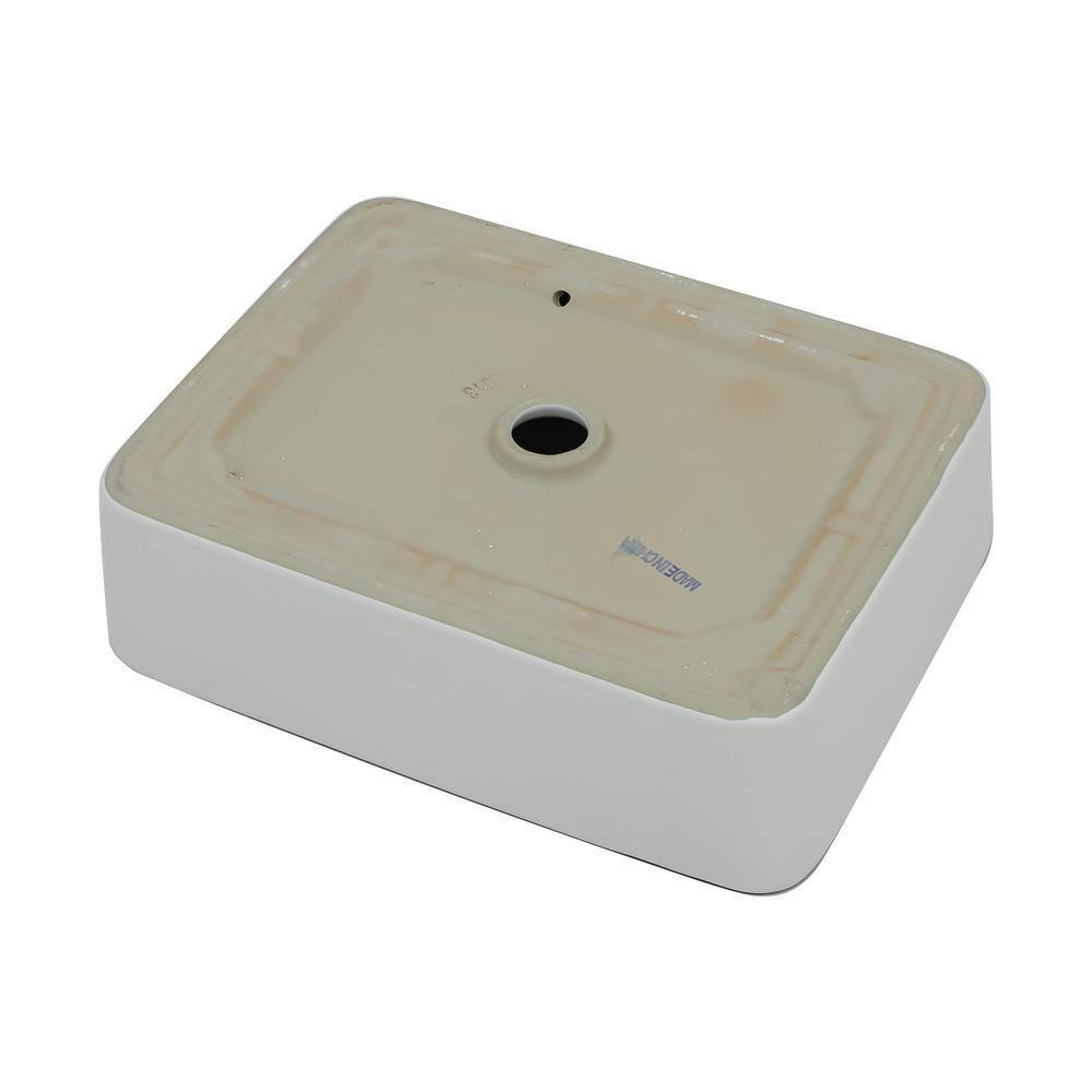 19 x 15 Inch Ceramic Rectangular Vessel Bathroom Sink Above Counter White Sink Bathroom Vessel Sink