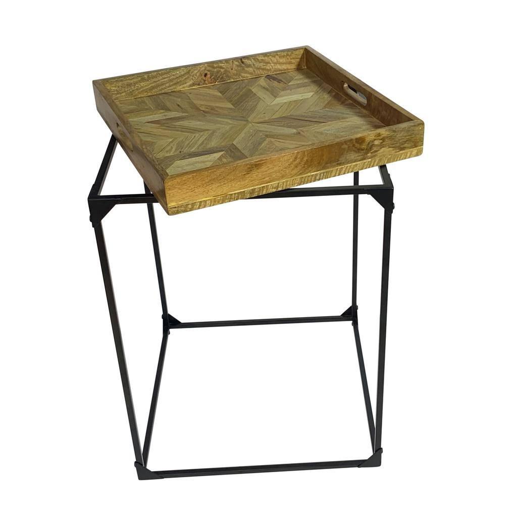 Carolina Living Cooper Tray Table - Inlay Natural - Black