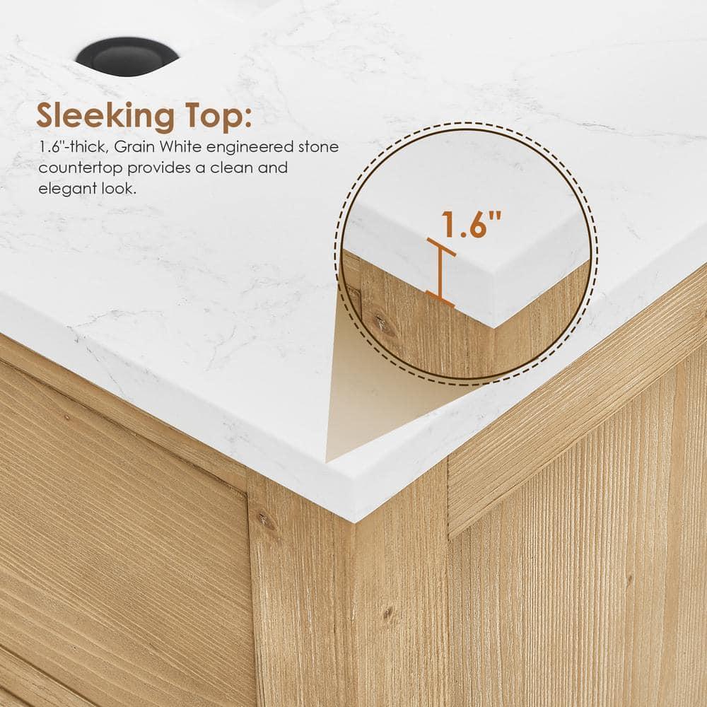 Altair-13 84" Double Bathroom Vanity in with Grain White Engineered Stone Countertop