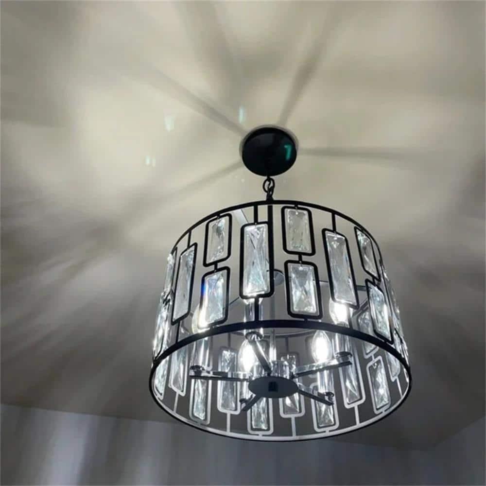 C Cattleya 5-Light Black Drum Chandelier with Clear Crystals