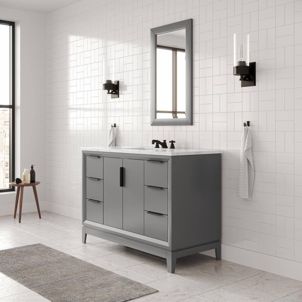 Water Creation Elizabeth 48" Wood Single Bathroom Vanity in Cashmere Gray/Bronze