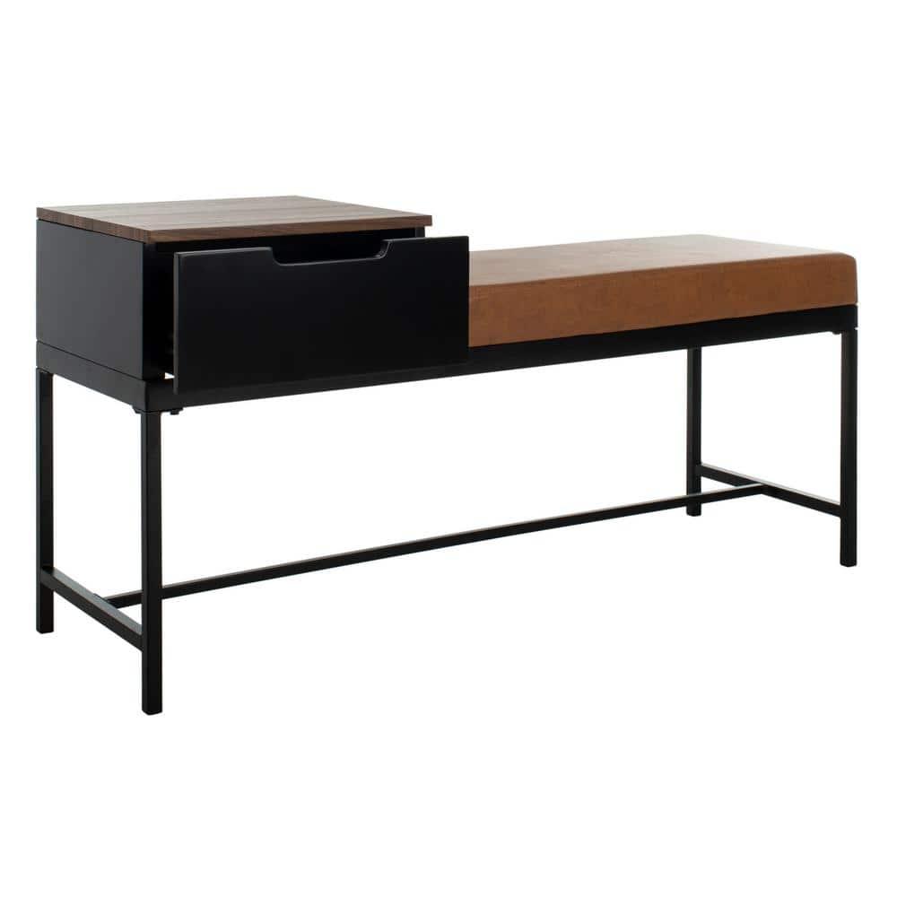 Maruka Bench with Storage - Brown/Brown - Safavieh