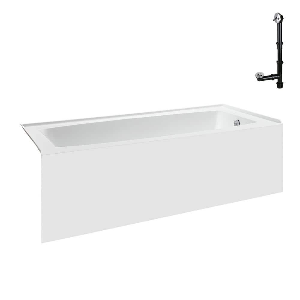 Streamline 60 in. x 30 in. Acrylic Right-Hand Drain Alcove Bathtub in Glossy White With External Drain