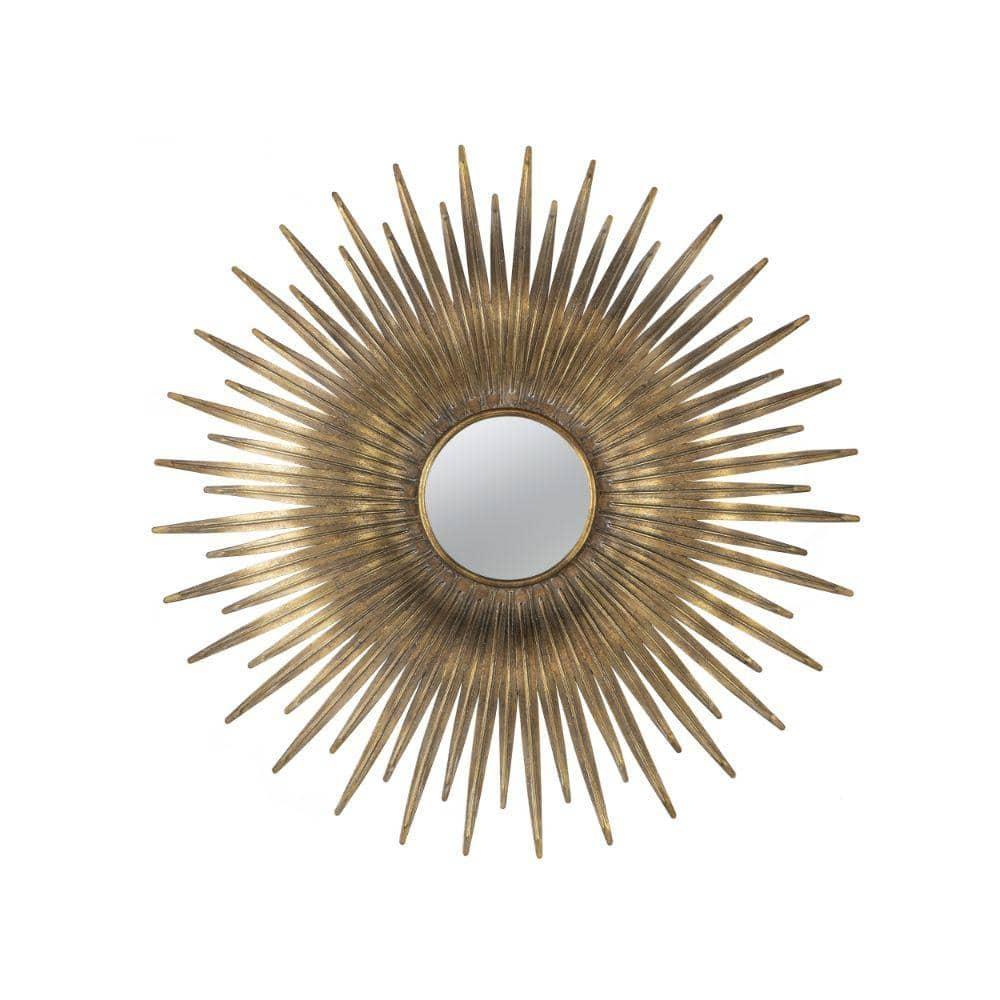 28 Inch Round Wall Mirror - Gold Sunburst Accent Mirror for Living Room Decor