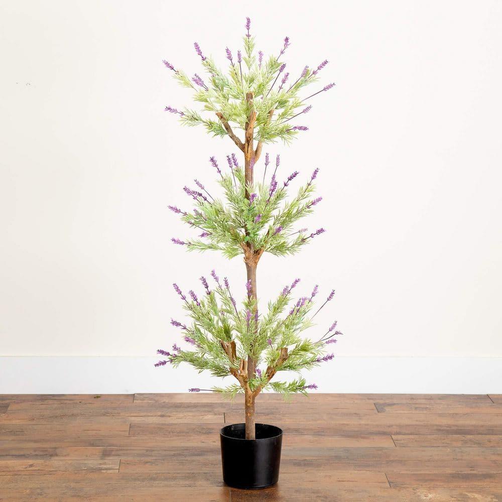 Nearly Natural 4-ft Lavender Topiary Silk Tree