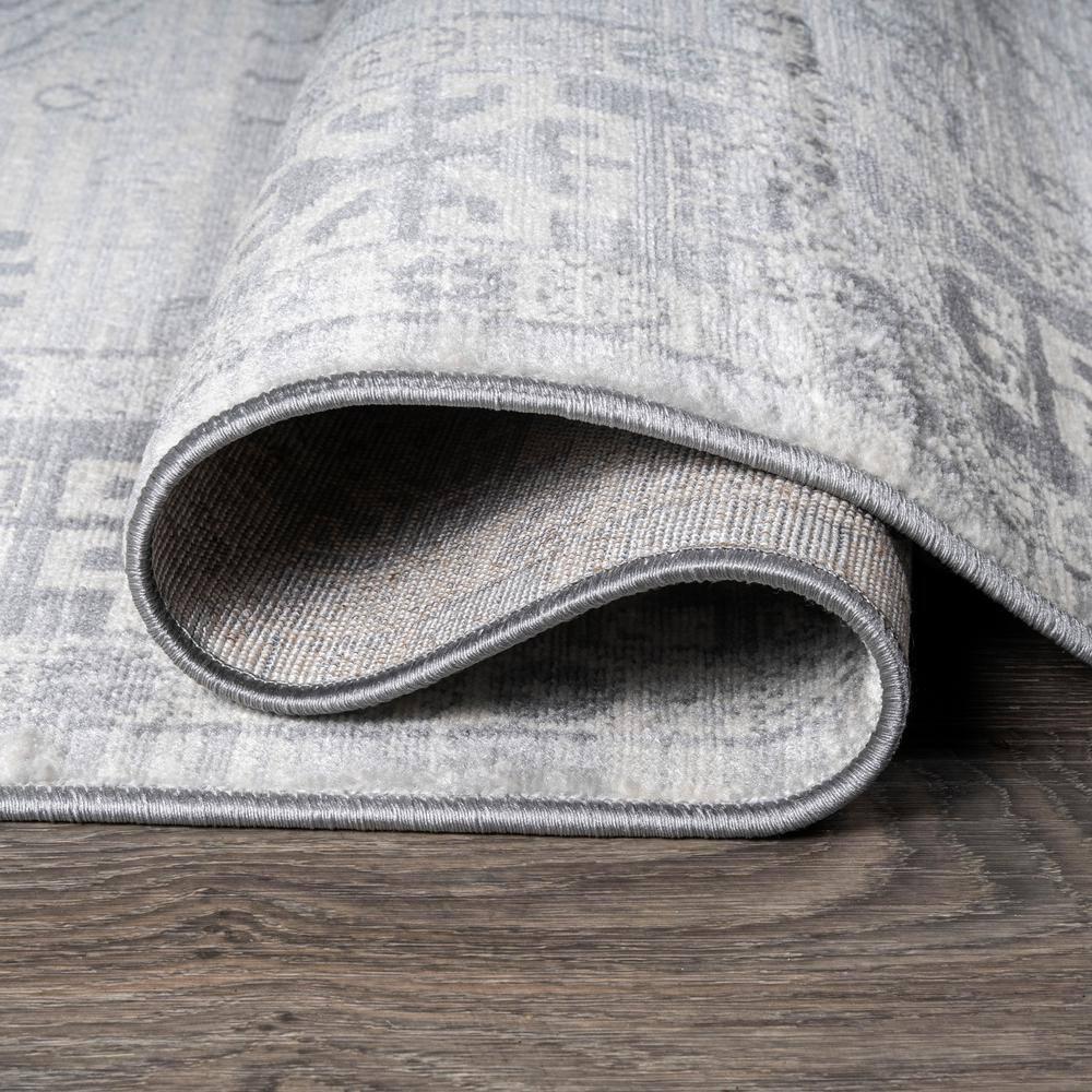 5' Square Modern Persian Vintage Medallion Area Rug, Light Gray - JONATHAN Y