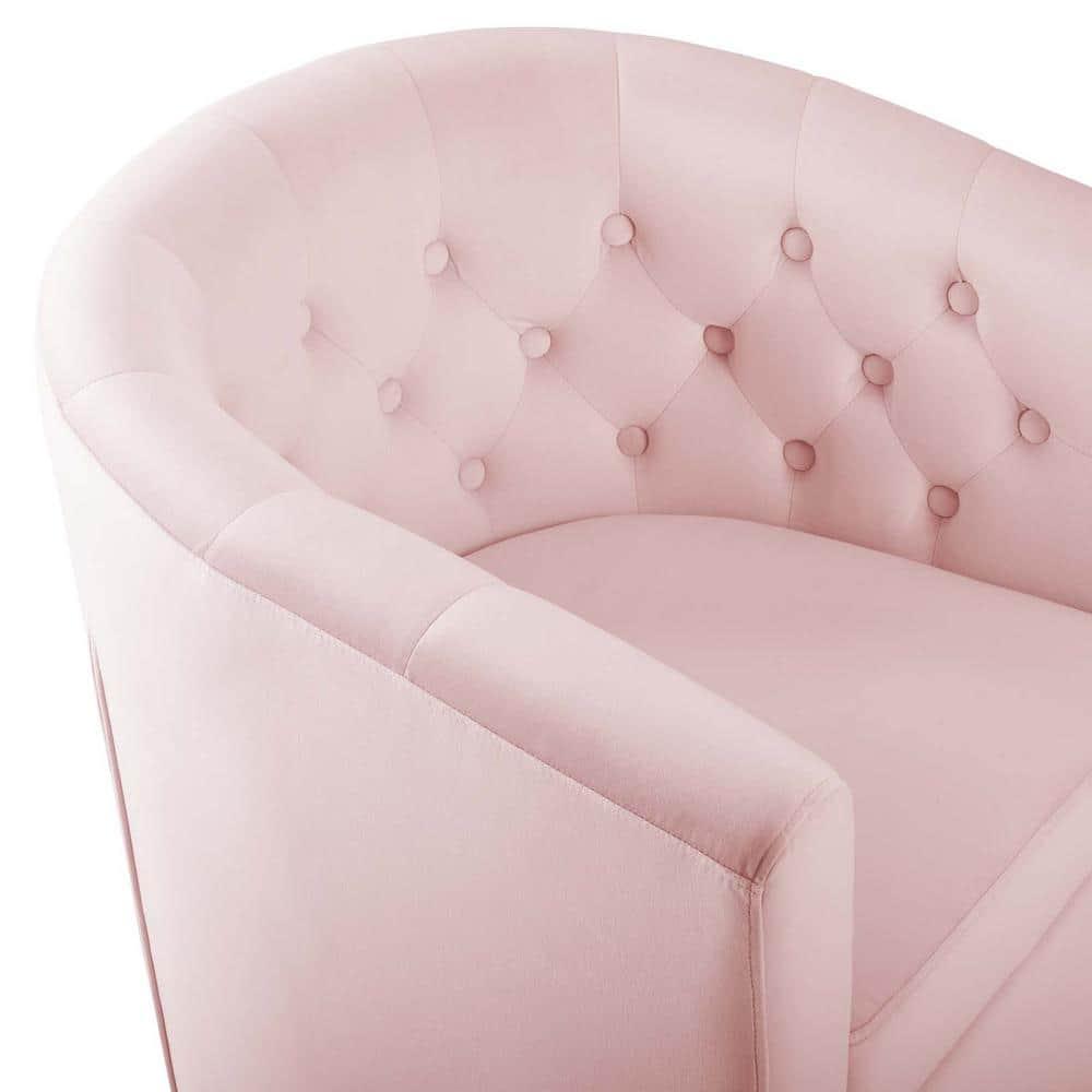 Modway Prospect Tufted Performance Velvet Swivel Armchair in Pink