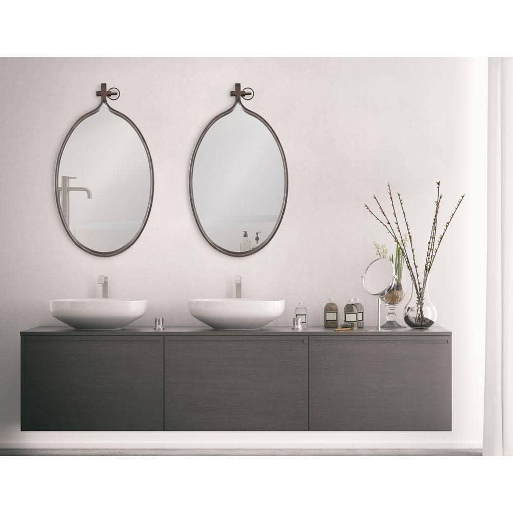 Kate and Laurel Yitro Rustic Oval Metal Framed Wall Mirror, 20 x 34, Rustic Metal, Chic Industrial Accent Mirror for Wall