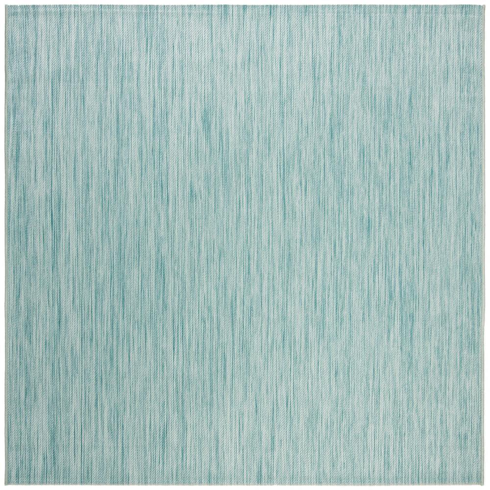 Beach House BHS218 Power Loomed Indoor/Outdoor Area Rug - Aqua - 5'3"x5'3" - Safavieh