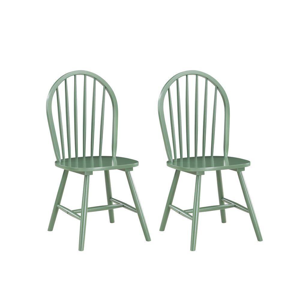 Boraam Carolina Rubberwood Equestrian Green Dining Room Chairs – Set of 2