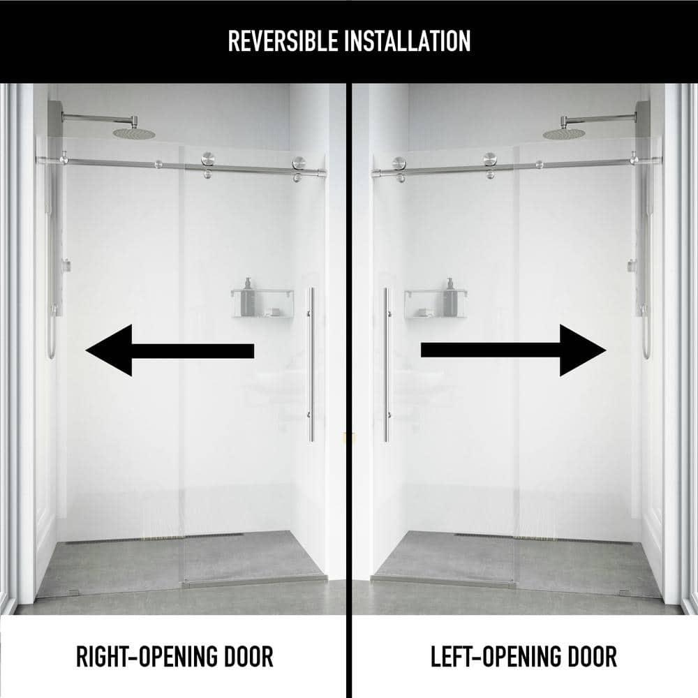 Elan E-Class 68-72" W x 76" H Sliding Frameless Shower Door with 3/8" Clear Glass
