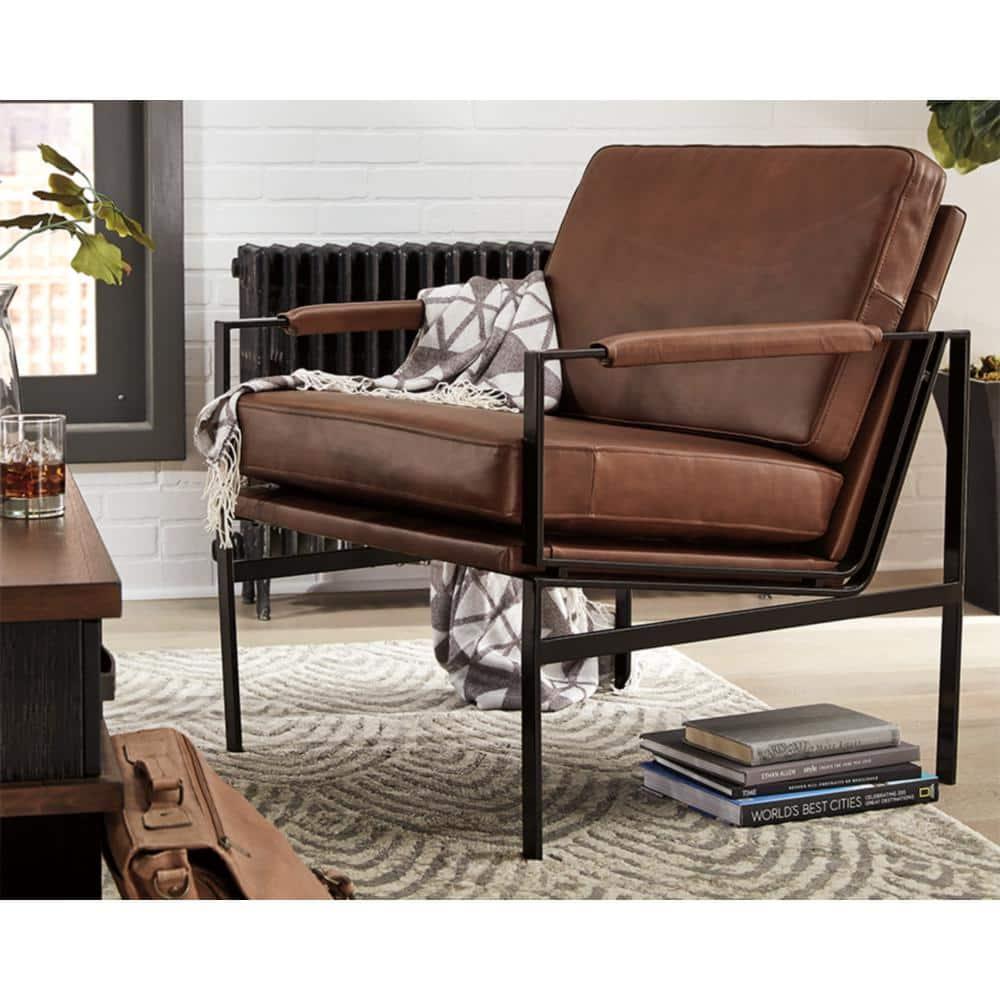 Signature Design by Ashley Contemporary Puckman Accent Chair Brown/Silver Finish
