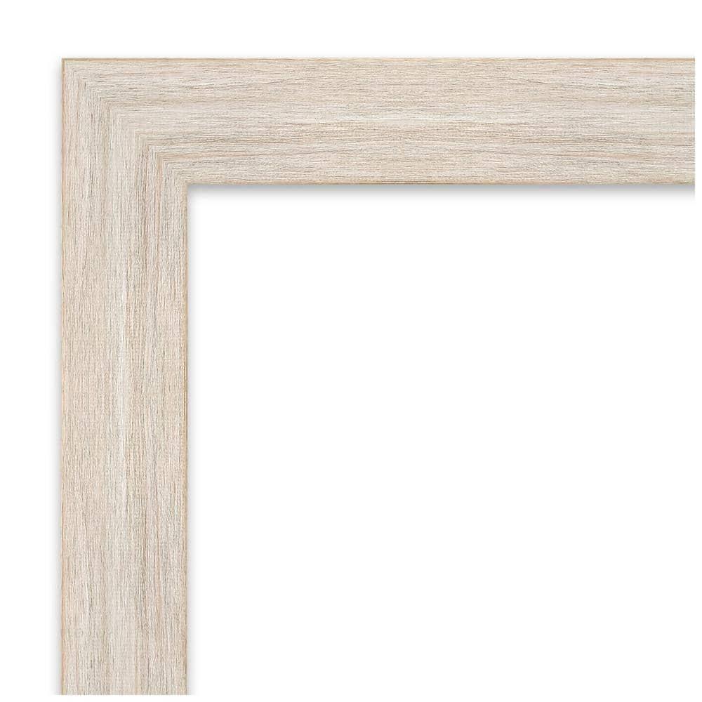 Amanti Art Beveled Wood Bathroom Wall Mirror - Hardwood Whitewash Narrow Frame - Hardwood White Wash Narrow Outer Size: 31 x 25 in