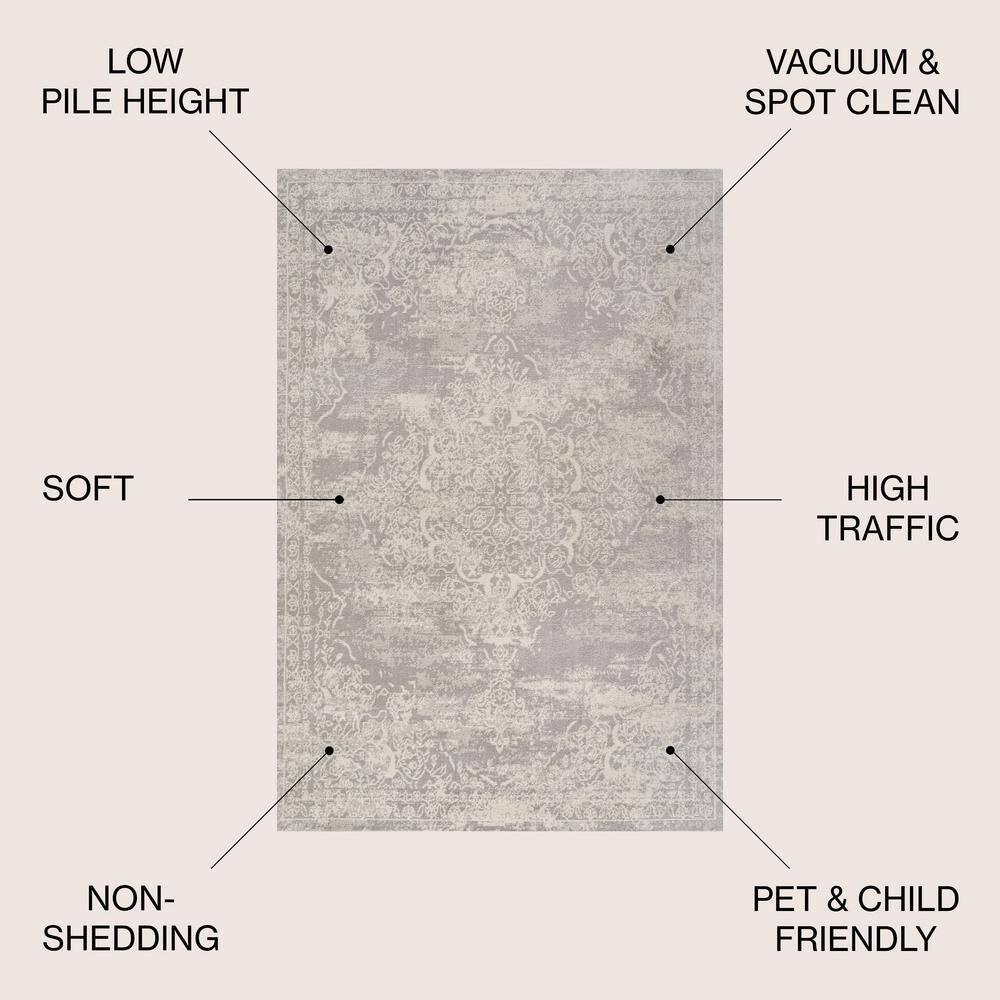 8'x10' Alhambra Ornate Medallion Modern Area Rug, Ivory - JONATHAN Y