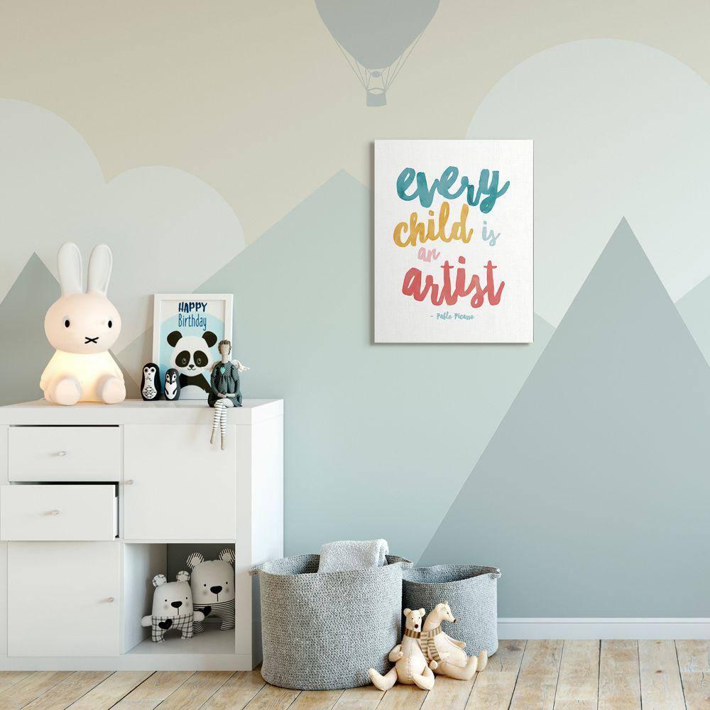 Stupell Industries Every Child Is an Artist Picasso Quote Colorful Design Designed by Jennifer McCully