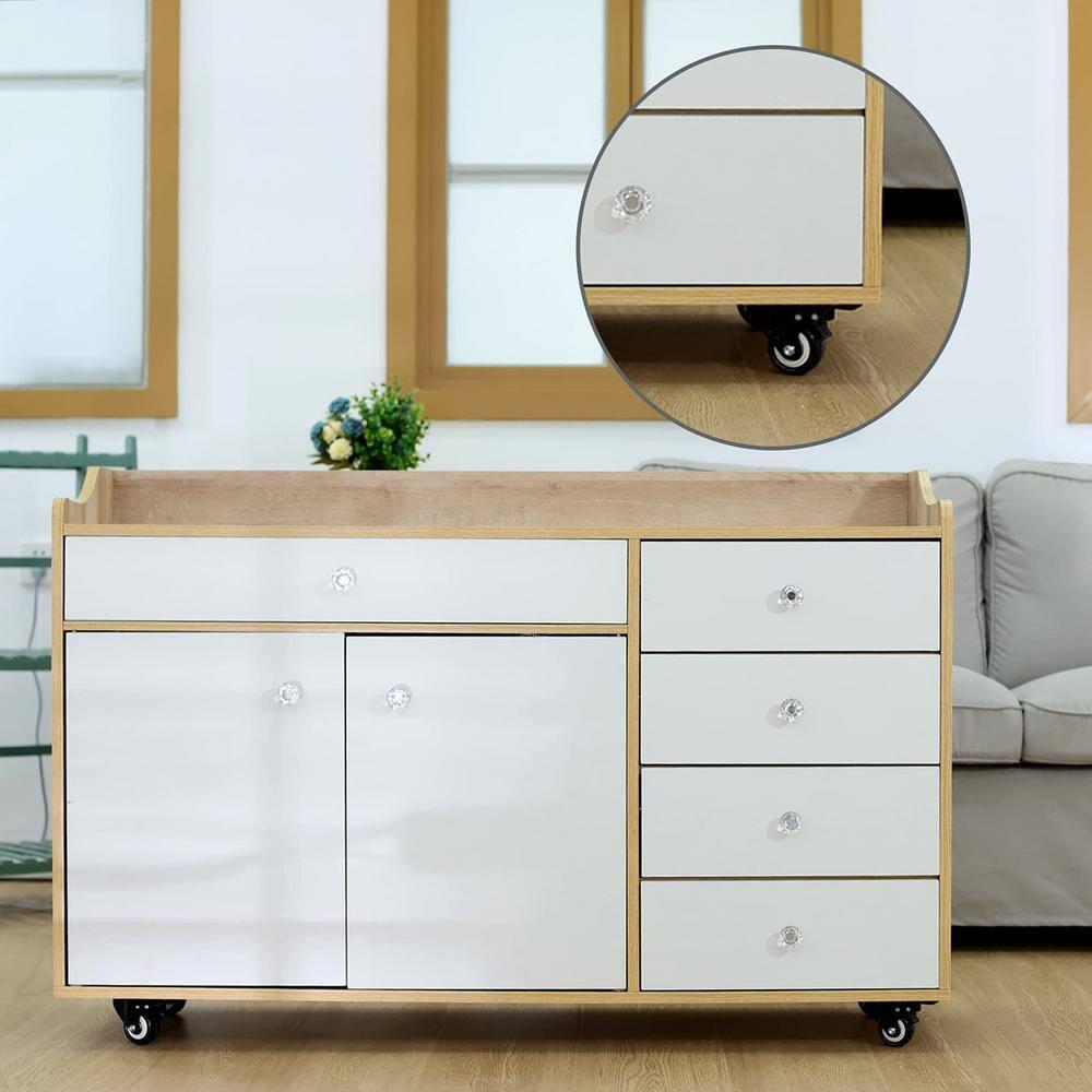 2" Casters Set of 8 Heavy-Duty Industrial Caster Wheels with Brake PU Wheels Double Locking and Double Ball Bearing Swivel Locking Casters Noiseless for Workbench, Furniture, Plate Castors Grey