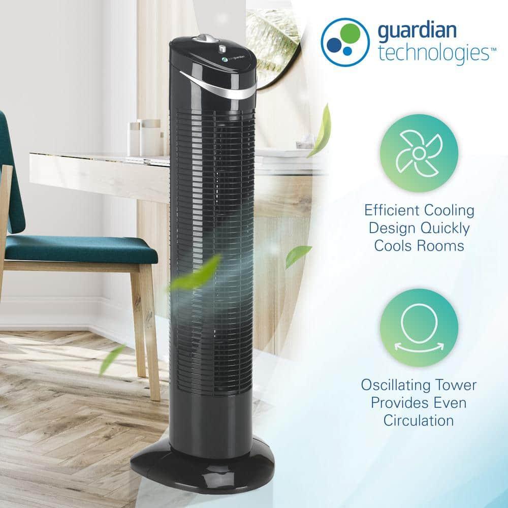 PureGuardian 29" Oscillating 3-Speed Space-Saving Tower Fan, TF2113B, New