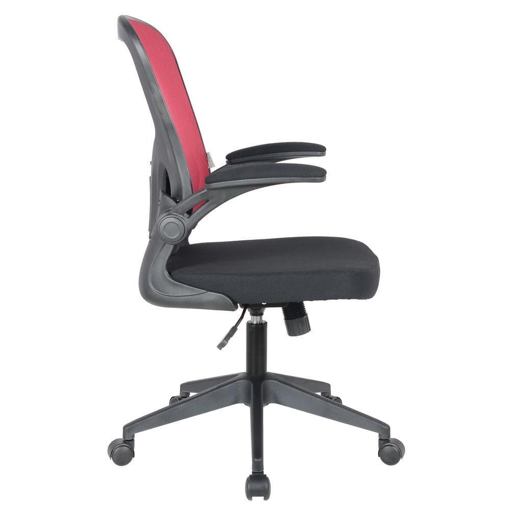LeisureMod Newton Modern Mesh Office Swivel Chair In Red
