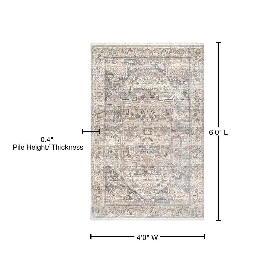 Nuloom Harriet Medallion 4x6 Indoor Area Rug for Living Room Bedroom Dining Room Kitchen, Neutral/Beige