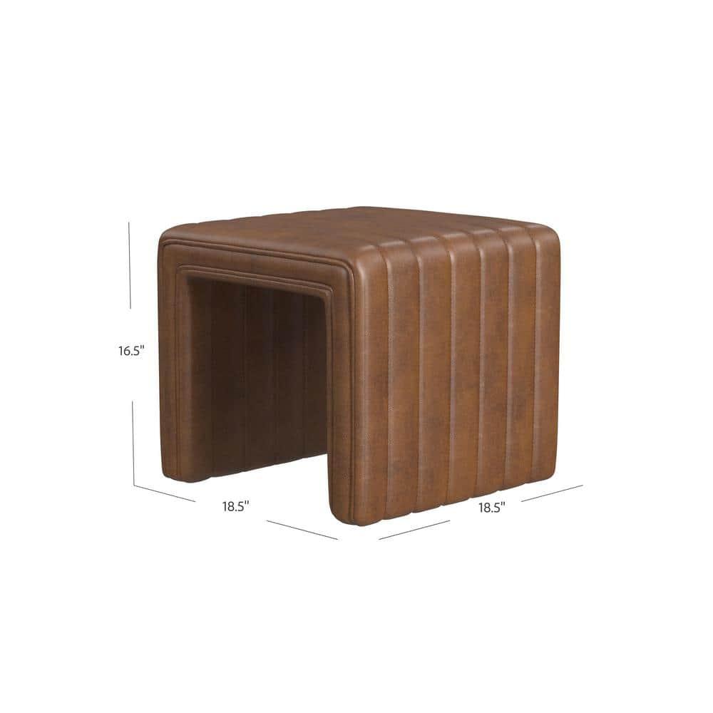 Modern Channel Ottoman Brown - HomePop: Faux Leather, Tufted, No Assembly Required
