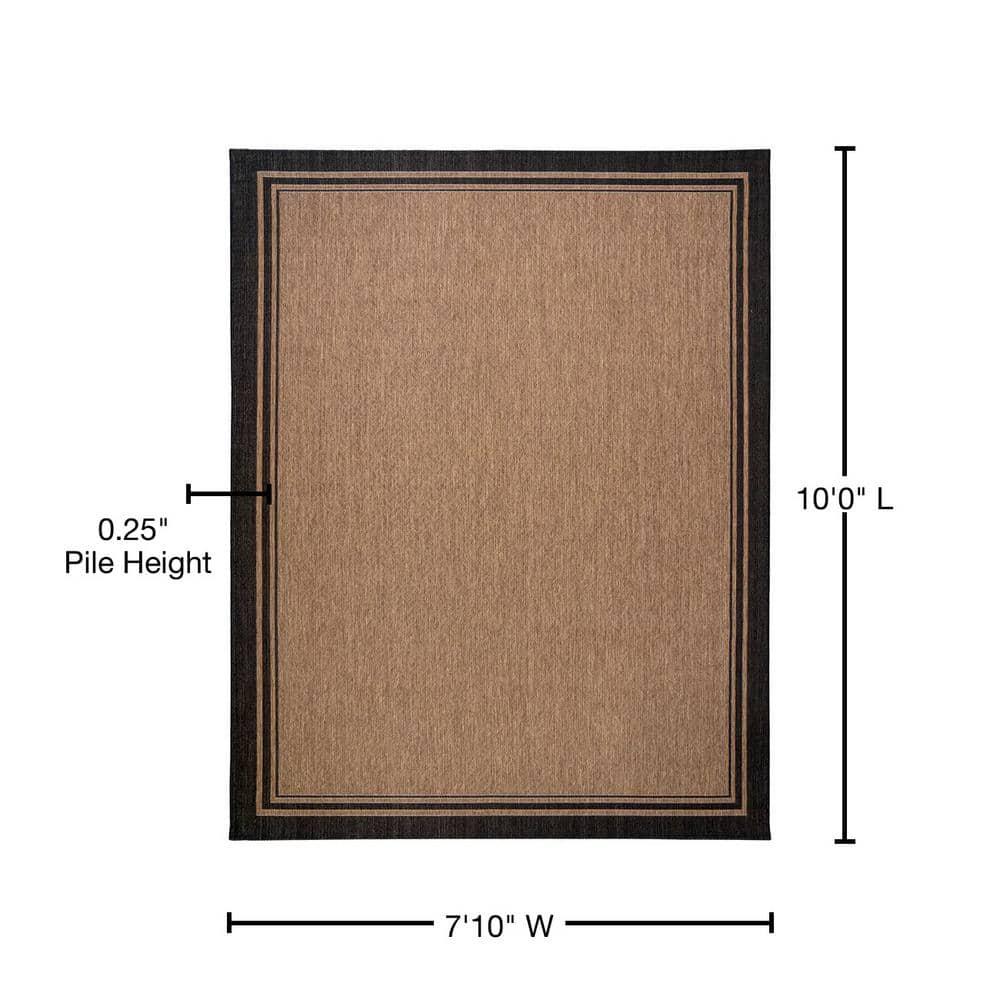 Gertmenian Paseo Soroa Chestnut Brown/Black Classic Border Indoor/Outdoor Flatweave Area Rug